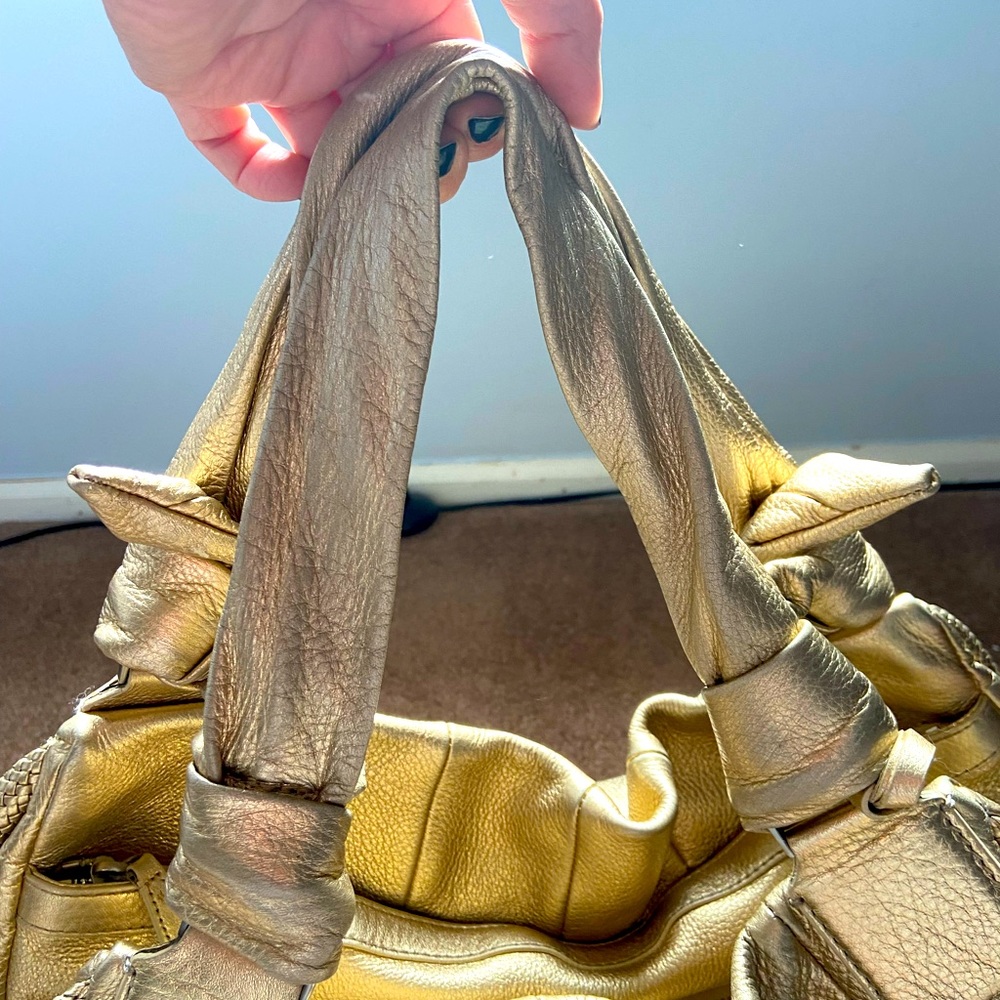 Gold leather bag